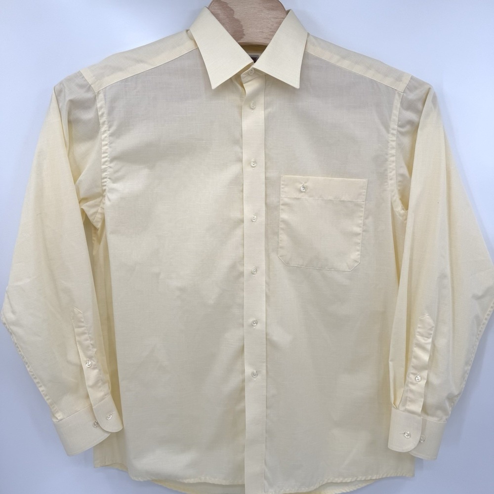 Eton Button Down Mens 42 16.5 Yellow Micro-Stripe Cotton Long Sleeve Dress Shirt